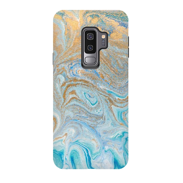 Galaxy S9 plus StrongFit Blue Marbling Artwork by ArtsCase