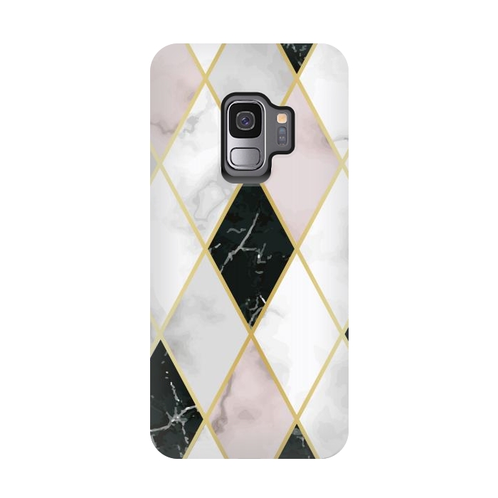 Galaxy S9 StrongFit Golden Geometric Diagonal Lines by ArtsCase