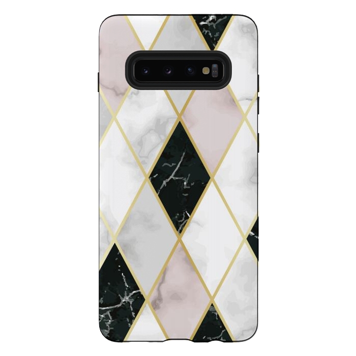 Galaxy S10 plus StrongFit Golden Geometric Diagonal Lines by ArtsCase