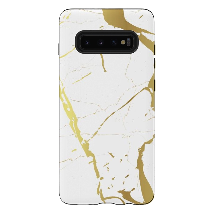 Galaxy S10 plus StrongFit Marble Design With Gold Lines by ArtsCase