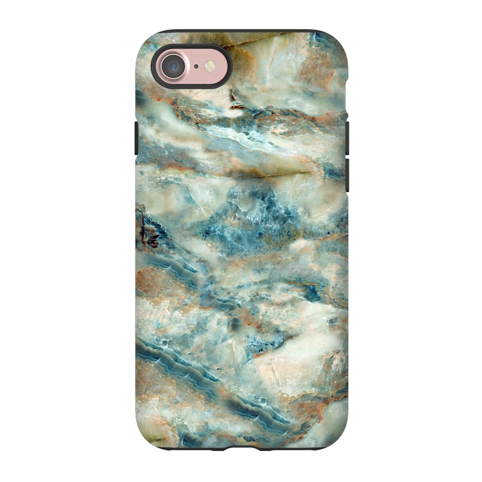 iPhone 7 StrongFit Marble Surface Green with Blue and Gold Design by ArtsCase