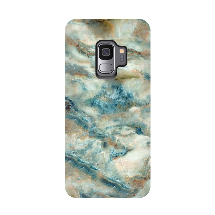 Galaxy S9 StrongFit Marble Surface Green with Blue and Gold Design by ArtsCase