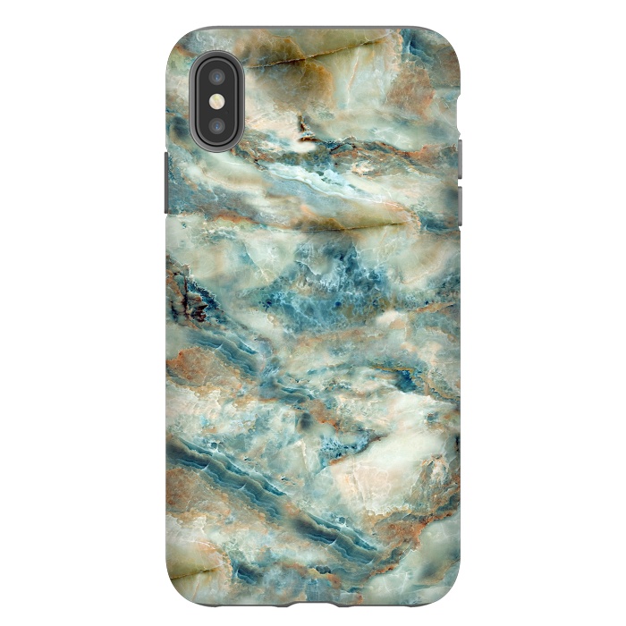 iPhone Xs Max StrongFit Marble Surface Green with Blue and Gold Design by ArtsCase