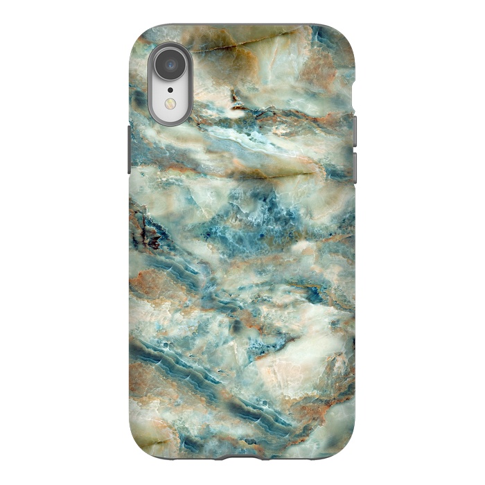 iPhone Xr StrongFit Marble Surface Green with Blue and Gold Design by ArtsCase