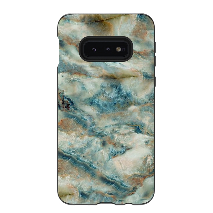 Galaxy S10e StrongFit Marble Surface Green with Blue and Gold Design by ArtsCase