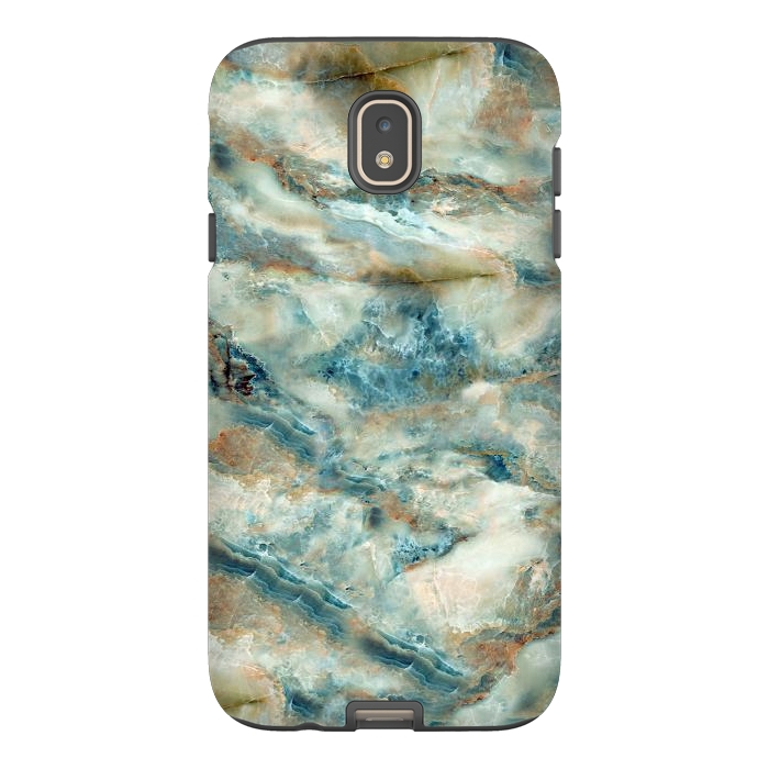 Galaxy J7 StrongFit Marble Surface Green with Blue and Gold Design by ArtsCase
