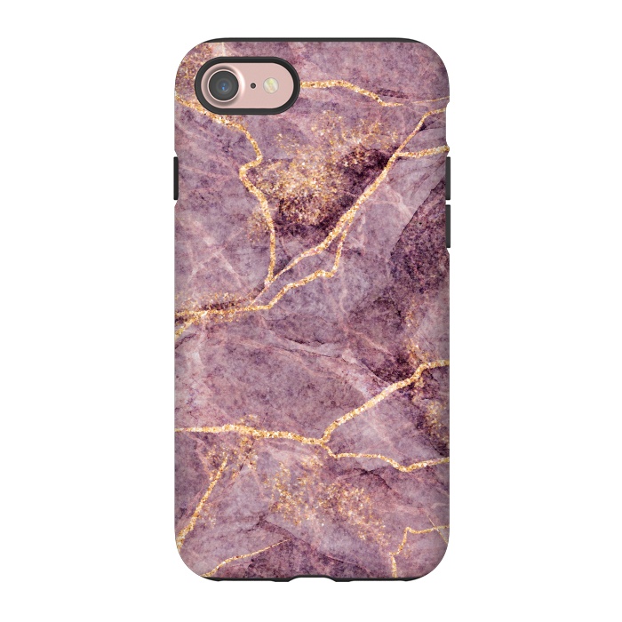 iPhone 7 StrongFit Pink Marble with Gold fake Glitter by ArtsCase