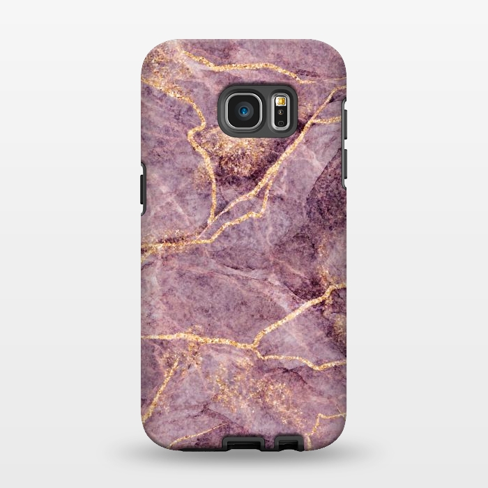 Galaxy S7 EDGE StrongFit Pink Marble with Gold fake Glitter by ArtsCase