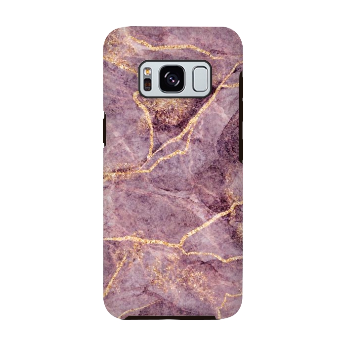 Galaxy S8 StrongFit Pink Marble with Gold fake Glitter by ArtsCase