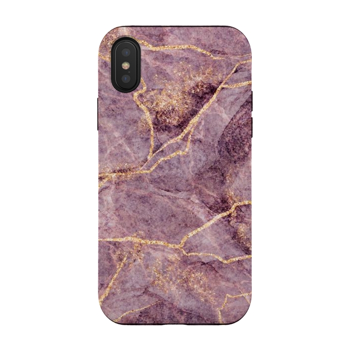 iPhone Xs / X StrongFit Pink Marble with Gold fake Glitter by ArtsCase