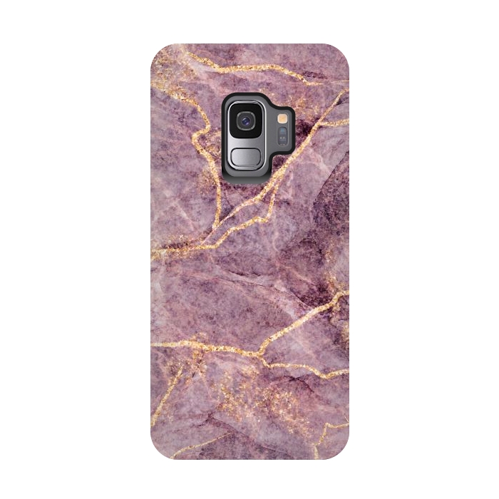 Galaxy S9 StrongFit Pink Marble with Gold fake Glitter by ArtsCase
