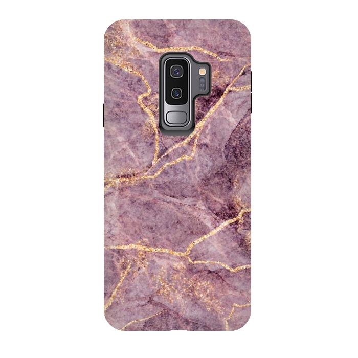 Galaxy S9 plus StrongFit Pink Marble with Gold fake Glitter by ArtsCase