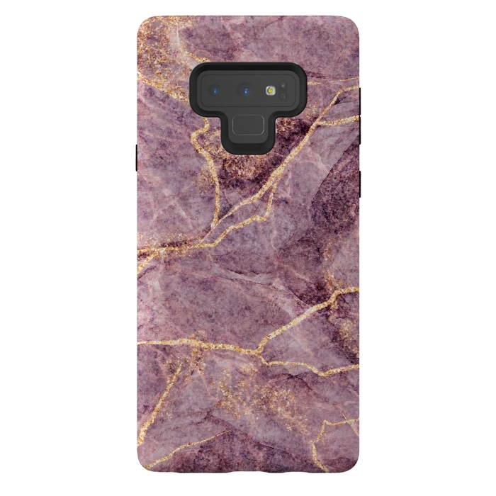 Galaxy Note 9 StrongFit Pink Marble with Gold fake Glitter by ArtsCase