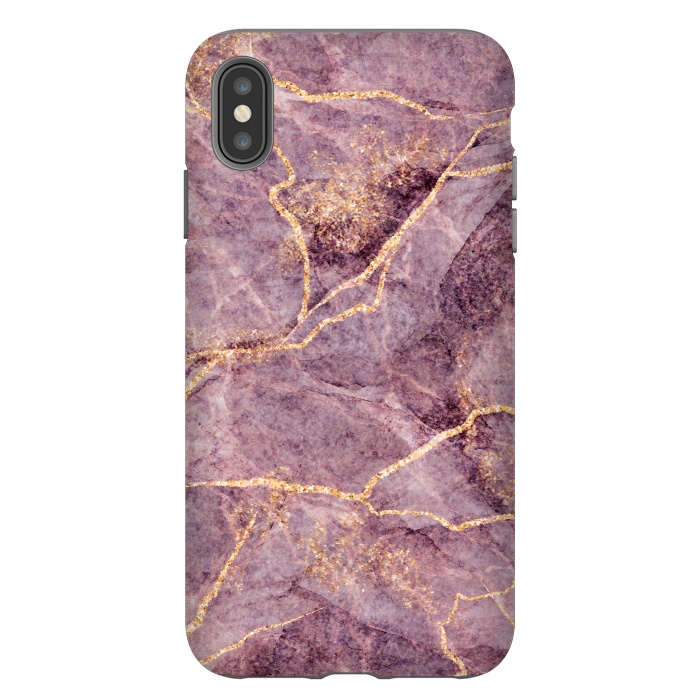 iPhone Xs Max StrongFit Pink Marble with Gold fake Glitter by ArtsCase