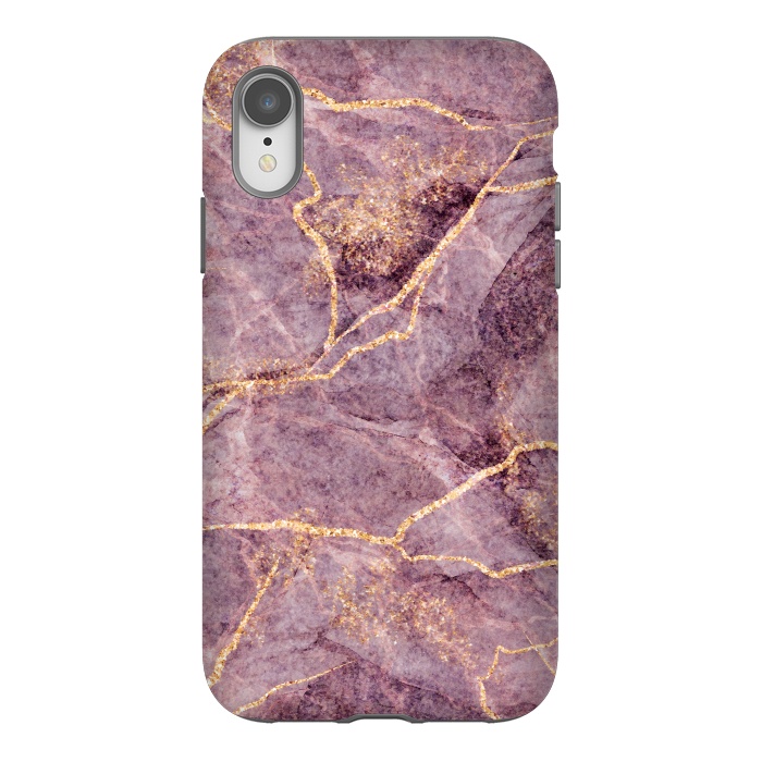 iPhone Xr StrongFit Pink Marble with Gold fake Glitter by ArtsCase