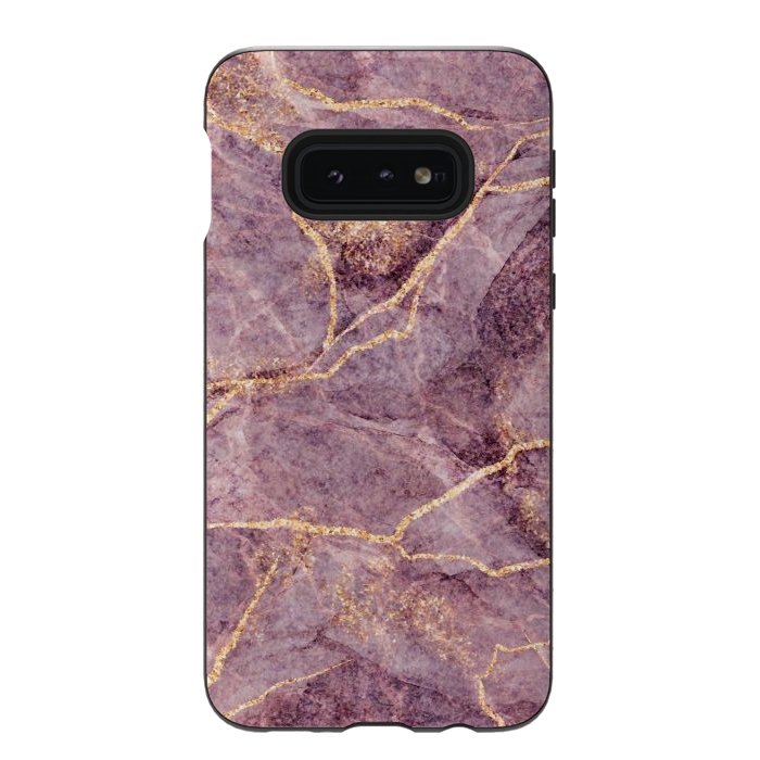 Galaxy S10e StrongFit Pink Marble with Gold fake Glitter by ArtsCase