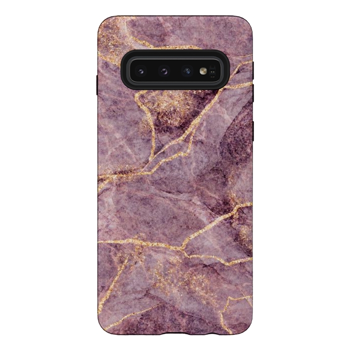 Galaxy S10 StrongFit Pink Marble with Gold fake Glitter by ArtsCase
