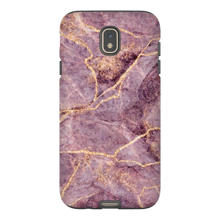 Galaxy J7 StrongFit Pink Marble with Gold fake Glitter by ArtsCase