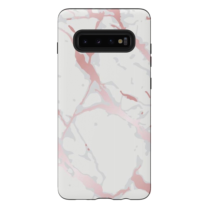 Galaxy S10 plus StrongFit Pink Rose Marble Design by ArtsCase