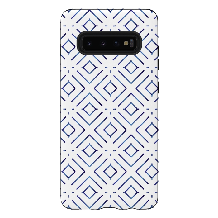 Galaxy S10 plus StrongFit BLUE DIAMOND SHAPES PATTERN 2  by MALLIKA