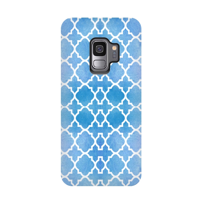 Galaxy S9 StrongFit BLUE WHITE ETHNIC PATTERN by MALLIKA