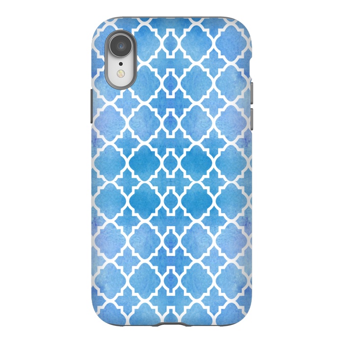 iPhone Xr StrongFit BLUE WHITE ETHNIC PATTERN by MALLIKA