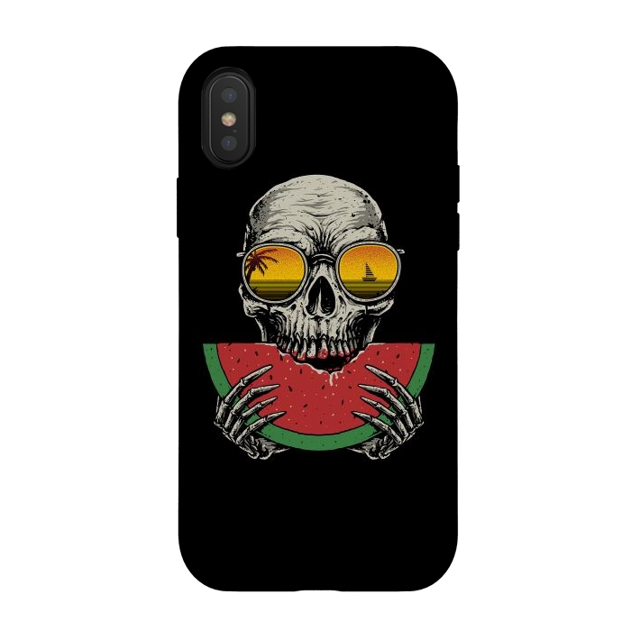 iPhone Xs / X StrongFit Watermelon Skull by Afif Quilimo