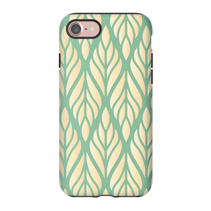 iPhone 7 StrongFit offwhite green leaf pattern by MALLIKA