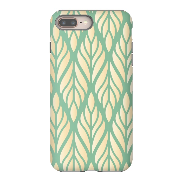 iPhone 7 plus StrongFit offwhite green leaf pattern by MALLIKA