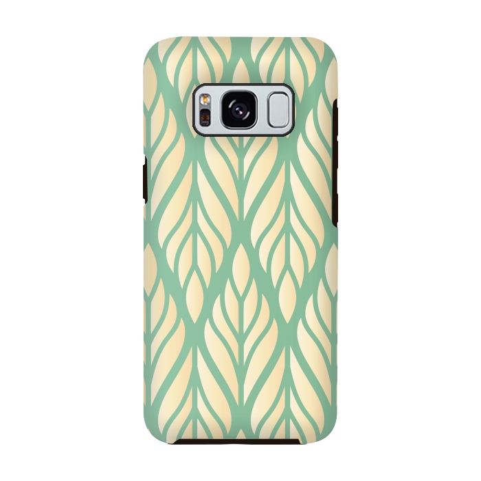 Galaxy S8 StrongFit offwhite green leaf pattern by MALLIKA