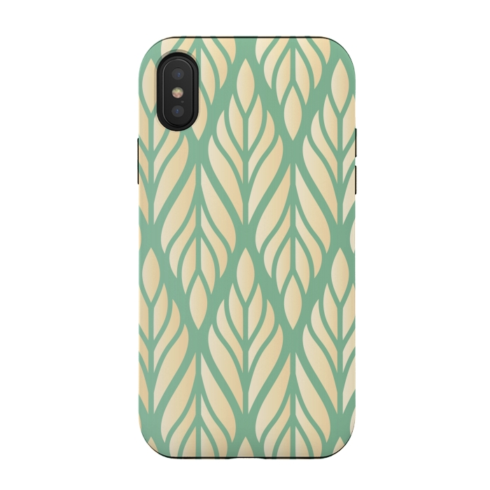 iPhone Xs / X StrongFit offwhite green leaf pattern by MALLIKA