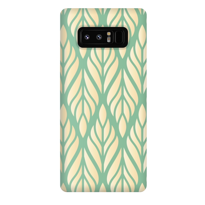 Galaxy Note 8 StrongFit offwhite green leaf pattern by MALLIKA