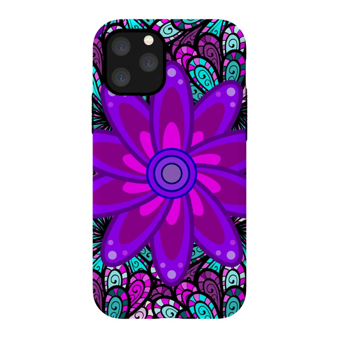 iPhone 11 Pro Max StrongFit Mandala in Purple and Aquamarine by ArtsCase