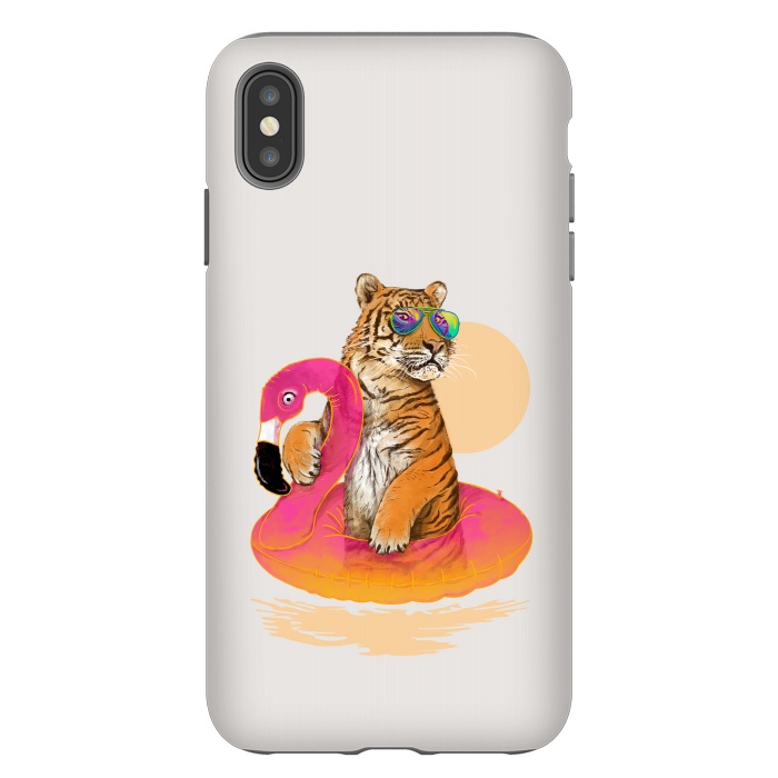 iPhone Xs Max StrongFit Chillin Flamingo Tiger by 38 Sunsets