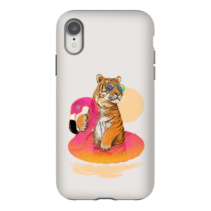 iPhone Xr StrongFit Chillin Flamingo Tiger by 38 Sunsets