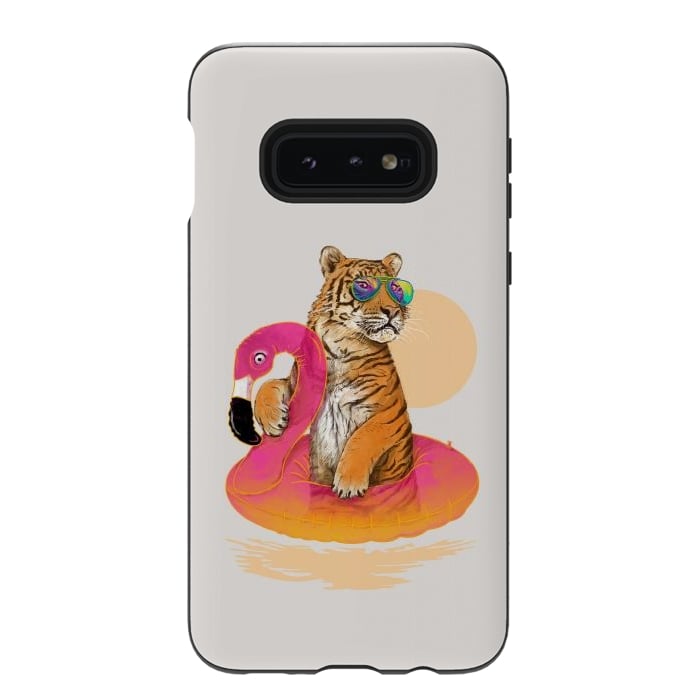 Galaxy S10e StrongFit Chillin Flamingo Tiger by 38 Sunsets