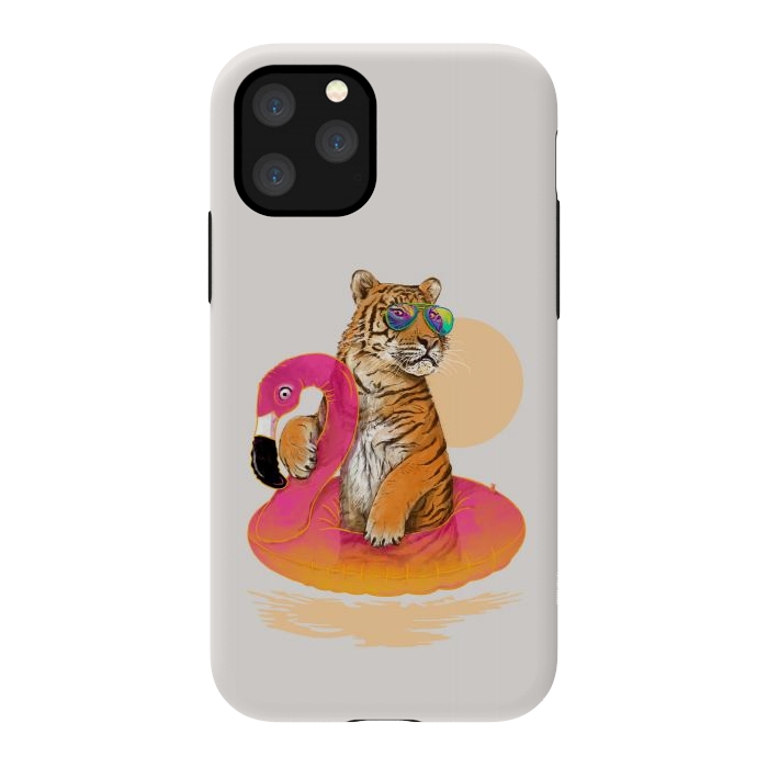 iPhone 11 Pro StrongFit Chillin Flamingo Tiger by 38 Sunsets