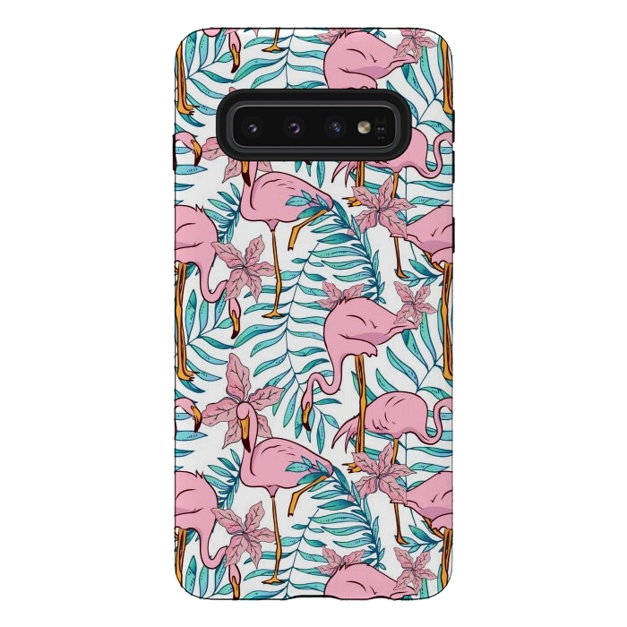 Galaxy S10 StrongFit Boho Flamingo by Uma Prabhakar Gokhale