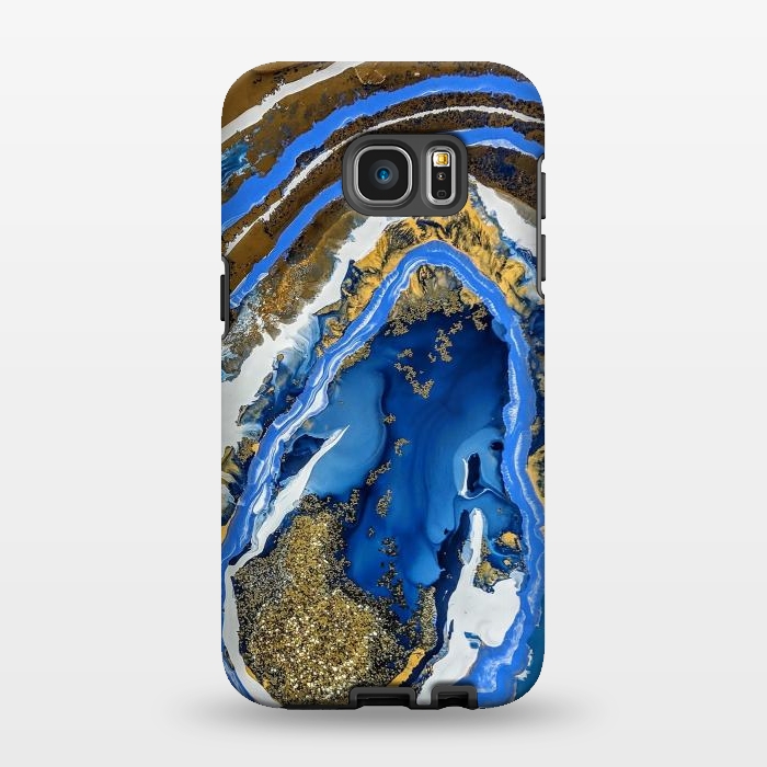 Galaxy S7 EDGE StrongFit Gold and blue geode  by Winston