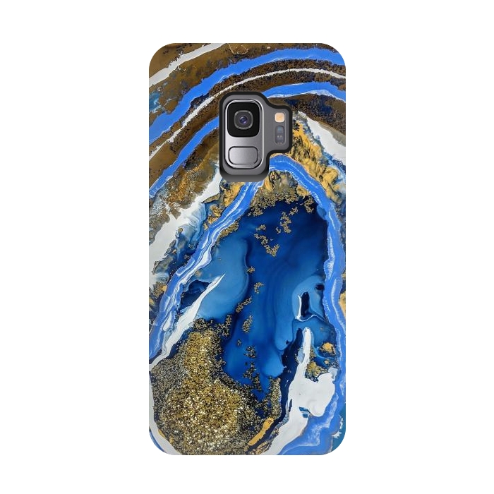 Galaxy S9 StrongFit Gold and blue geode  by Winston
