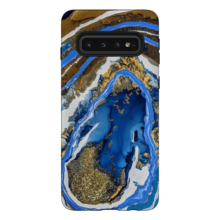 Galaxy S10 StrongFit Gold and blue geode  by Winston