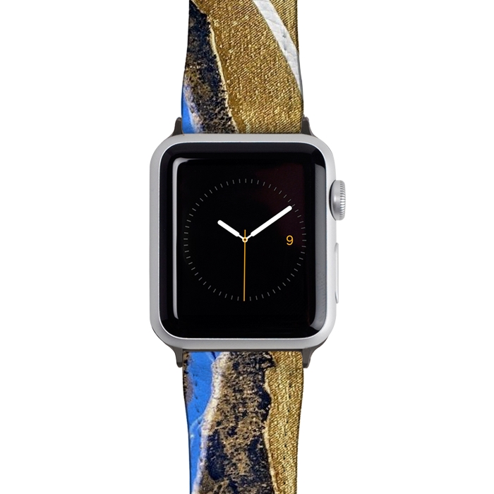 Watch 38mm / 40mm Strap PU leather Gold and blue geode  by Winston