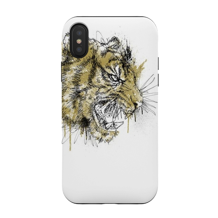 iPhone Xs / X StrongFit Tiger Roar Scratch by Afif Quilimo