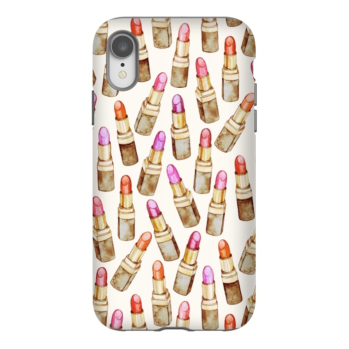 iPhone Xr StrongFit Lots of Little Golden Lipsticks by Micklyn Le Feuvre