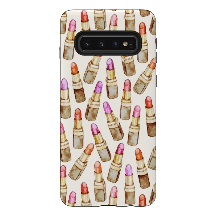 Galaxy S10 StrongFit Lots of Little Golden Lipsticks by Micklyn Le Feuvre