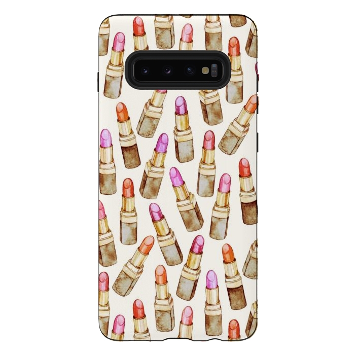 Galaxy S10 plus StrongFit Lots of Little Golden Lipsticks by Micklyn Le Feuvre