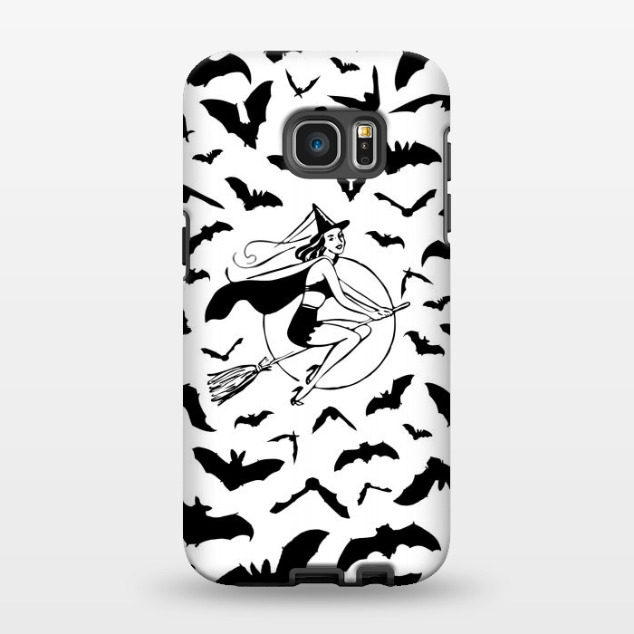 Galaxy S7 EDGE StrongFit Witch and flying bats vintage illustration by Oana 