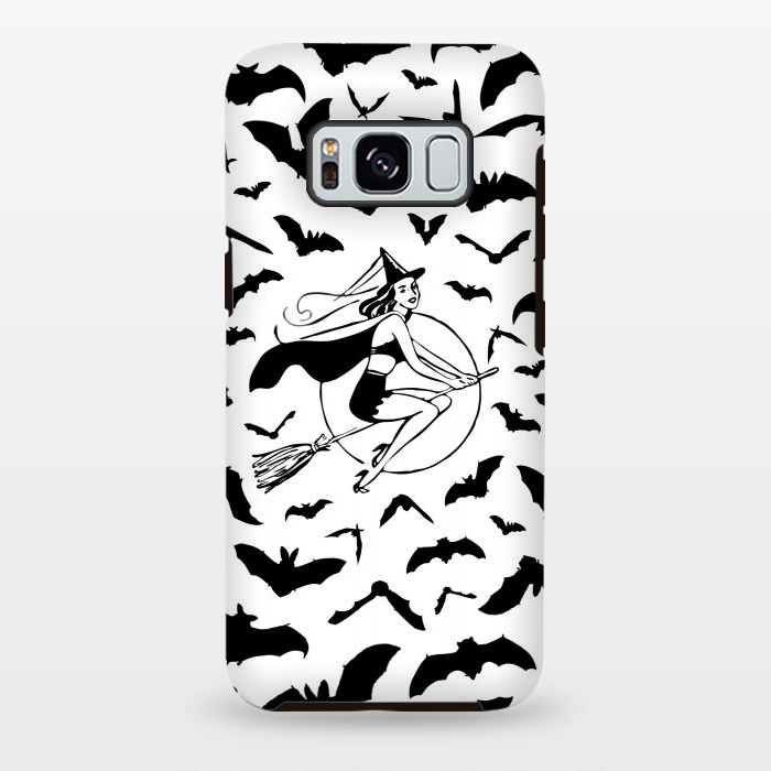 Galaxy S8 plus StrongFit Witch and flying bats vintage illustration by Oana 