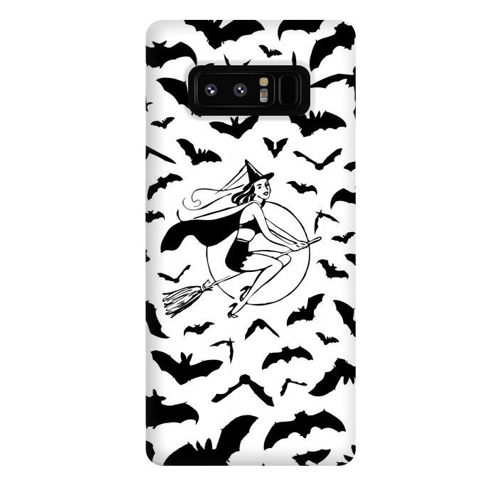 Galaxy Note 8 StrongFit Witch and flying bats vintage illustration by Oana 