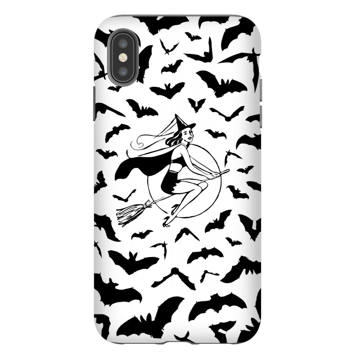 iPhone Xs Max StrongFit Witch and flying bats vintage illustration by Oana 